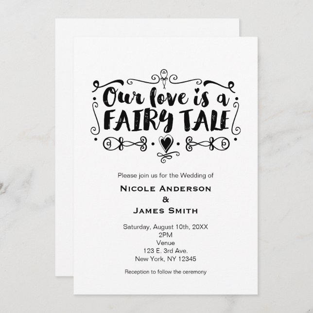 OUR LOVE IS A FAIRY TALE Custom Wedding Invitation (Front/Back)