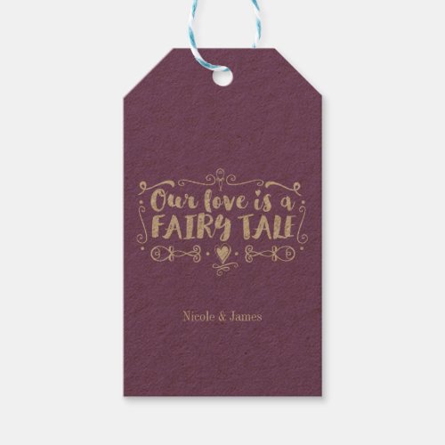 OUR LOVE IS A FAIRY TALE Wedding Favor ANY COLOR Gift Tags