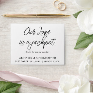 Our Love Is a Jackpot Wedding Favor   Lotto Ticket Envelope