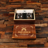 Our Love Is Bulletproof His and Her Wine Glasses (Front)