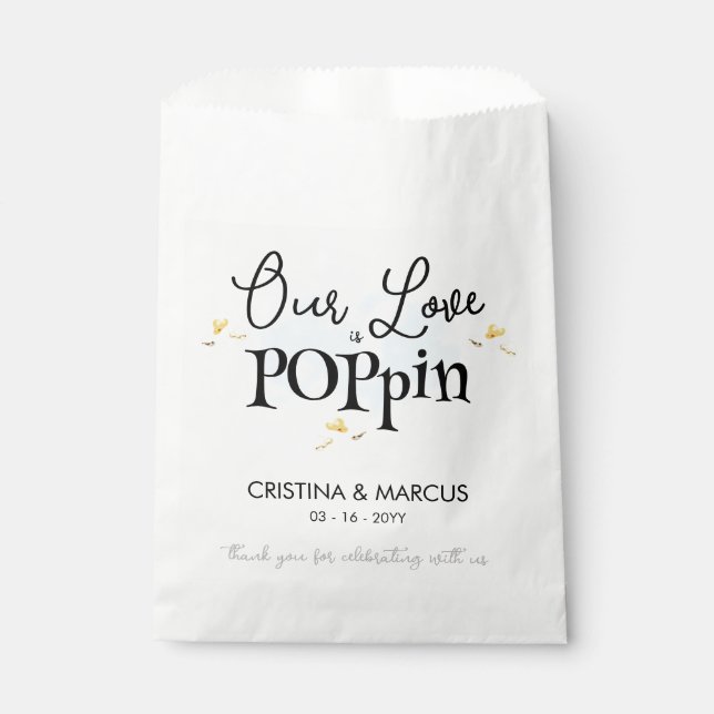 Our Love Is Poppin Popcorn Favor Bag (Front)