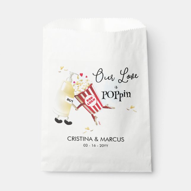 Our Love Is Poppin Popcorn Favor Bag (Front)