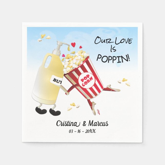 Our Love Is Poppin Popcorn Napkins (Front)