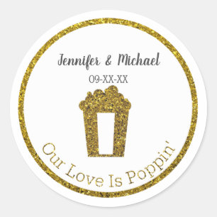 Our Love Is Poppin Popcorn Wedding Favor Classic Round Sticker
