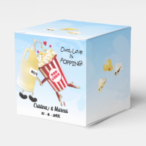 Our Love Is Poppin Popcorn with Butter Wedding Favor Boxes