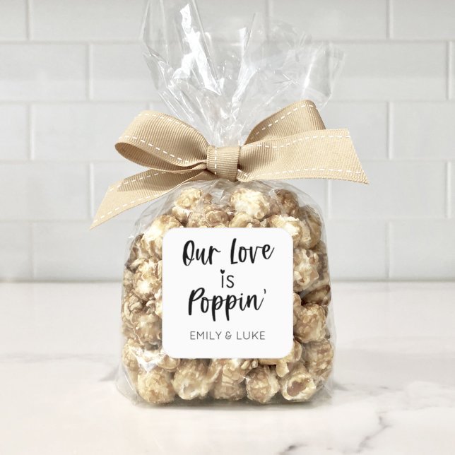 Our Love is Poppin' Wedding Favor Square Sticker (Creator Uploaded)