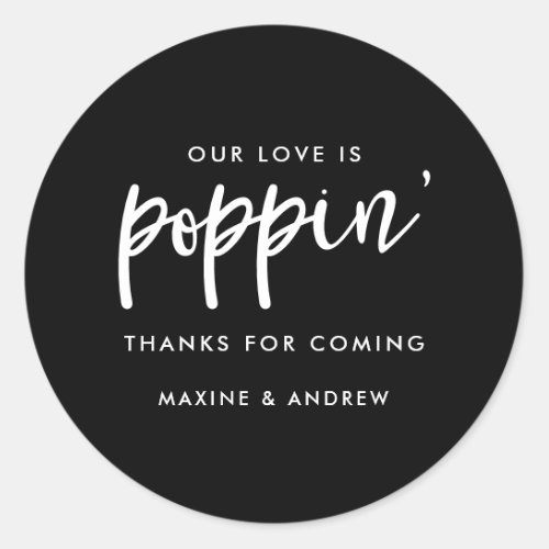 Our Love is Poppin Wedding Popcorn Thank You Favor Classic Round Sticker