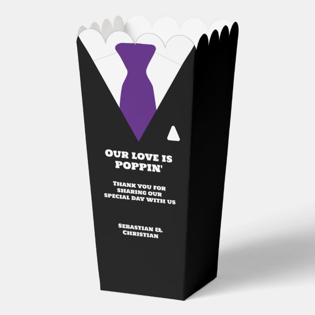 Our Love is Popping Wedding Suit Favor Boxes (Front)
