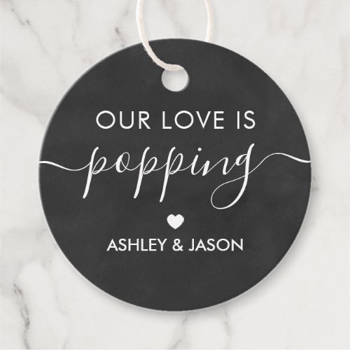 Our Love is Poppping Popcorn Chalkboard Wedding Favor Tags