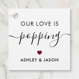 Our Love is Poppping, Popcorn Tag, Wedding Favor T Tags