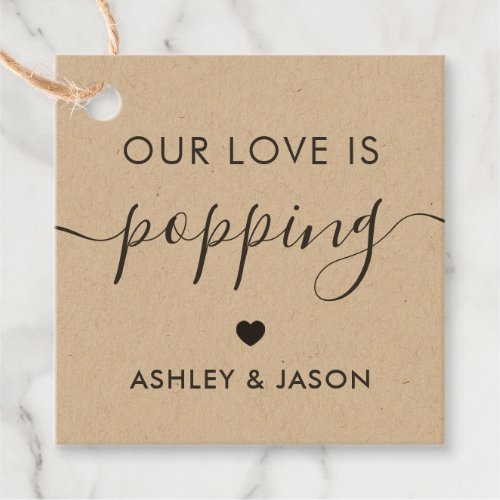 Our Love is Poppping Popcorn Tag Wedding Kraft Favor Tags