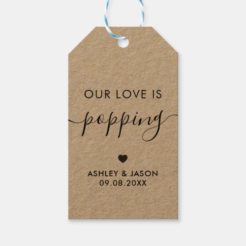 Our Love is Poppping Popcorn Tag Wedding Kraft Gift Tags