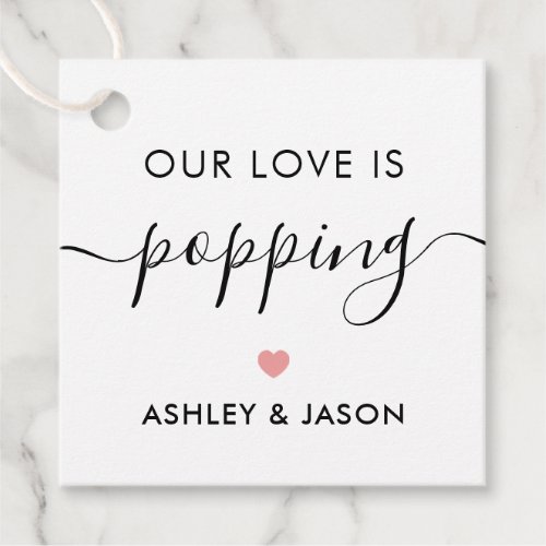 Our Love is Poppping Popcorn Tag Wedding Pink Favor Tags