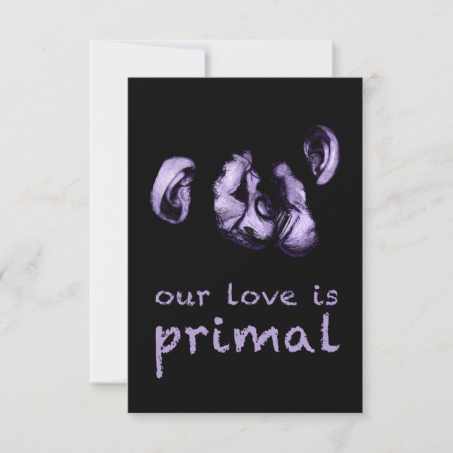 our love is primal : kissing chimps invitation (Front)