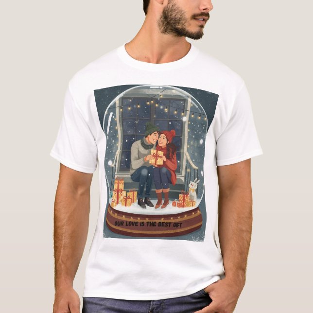 Our Love Is the Best Gift – Cozy Winter Lovers Hyg T-Shirt (Front)