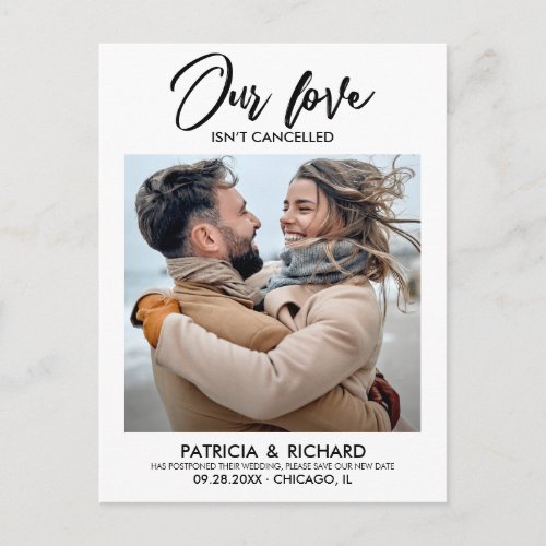 Our Love Isnt Cancelled Wedding Postponement Postcard