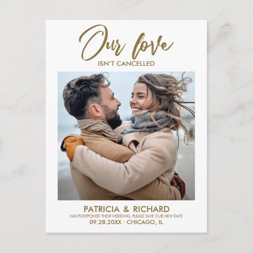 Our Love Isnt Cancelled Wedding Postponement Postcard