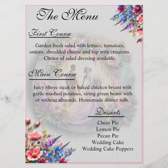Our Love Reaches The Moon Wedding Menu (Front)