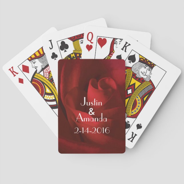 Our Love Romantic Monogrammed Floral Poker Cards (Back)