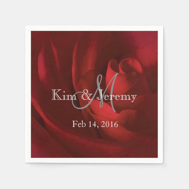 Our Love Romantic Wedding Personalized Paper Napkins (Front)