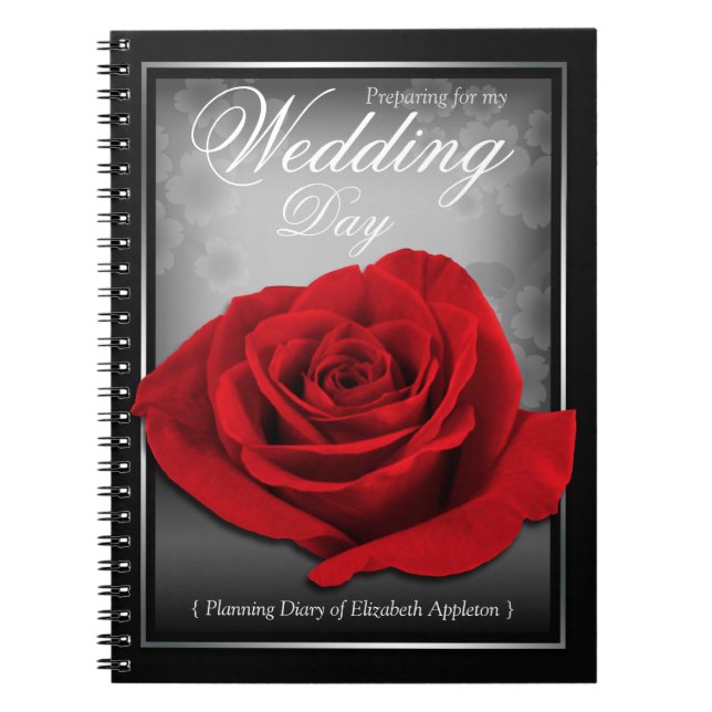 Our Love Rose - Red Rose Wedding Planning Diary Notebook (Front)