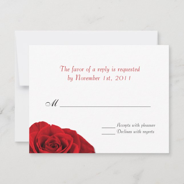 Our Love Rose ~ Wedding Reply / RSVP Cards (Front)