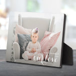 OUR LOVE Script Tabletop Easel Photo Plaque<br><div class="desc">This charming tabletop photo plaque has a built-in easel for frameless display of your favorite photo. Features the word OUR LOVE in a beautiful white script (can be deleted or changed) and any other information you want to include. Create a keepsake to give as gifts or for yourself.</div>