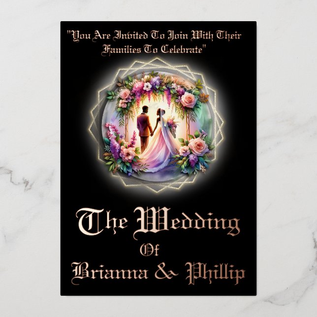 Our Love Shines Brighter Than The Moon Wedding Foil Invitation (Front)