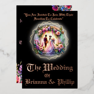 Our Love Shines Brighter Than The Moon Wedding Foil Invitation
