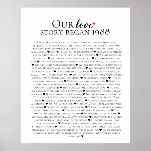 Our love story anniversary poster