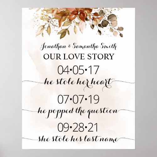 Our Love Story Best Day Yes Day Fall Wedding Poster