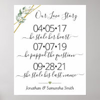 Our love story Best yes day wedding greenery gold