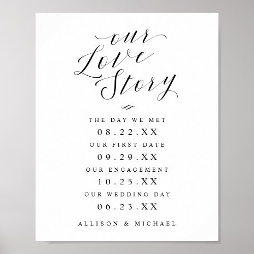 Our Love Story Bride  Groom Timeline Wedding Sign