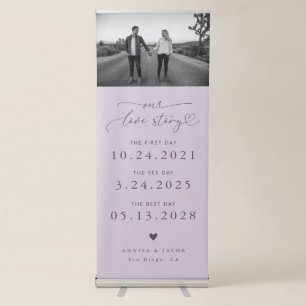 Our Love Story Couple's Timeline Photo Purple Retractable Banner