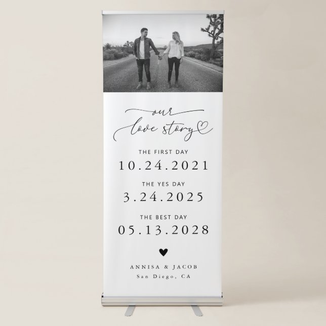 Our Love Story Couple's Timeline Photo Retractable Banner (Front)