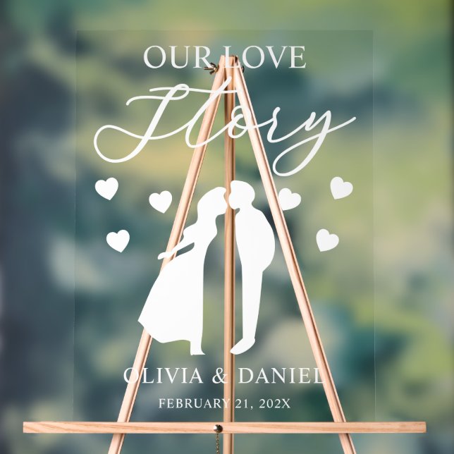 Our Love Story Custom Wedding Acrylic Sign (Neutral)