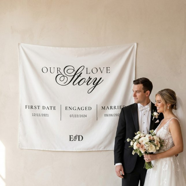 Our Love Story Fabric Wedding Tapestry (Creator Uploaded)
