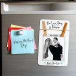 Our Love Story | Hanging Photo Blue Mom Gift Magnet at Zazzle