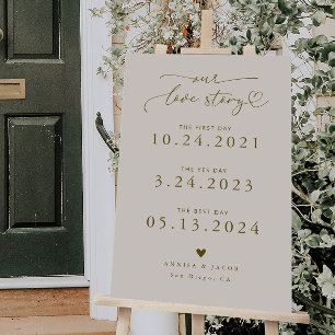 Our Love Story Heart Wedding Timeline Beige Foam Board