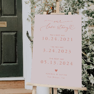 Our Love Story Heart Wedding Timeline Peach Foam Board