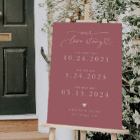 Our Love Story Heart Wedding Timeline Pink