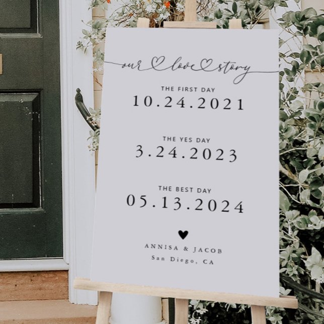 Our Love Story Hearts Timeline Wedding Foam Board (Creator Uploaded)