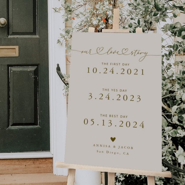 Our Love Story Hearts Timeline Wedding Sand Foam Board (Creator Uploaded)