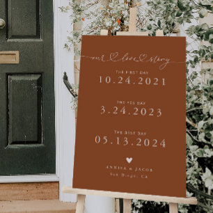 Our Love Story Hearts Timeline Wedding Terracotta Foam Board