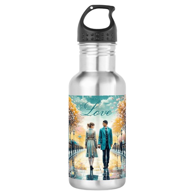 Our Love Story is My Favorite Stainless Steel Water Bottle (Front)