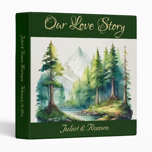 Our Love Story Mountain Album - Emerald 3 Ring Binder