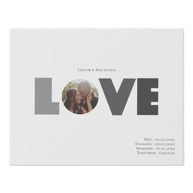 Our Love Story Photo Personalized Faux Canvas Print (Front)