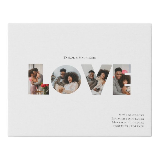 Our Love Story Photo Personalized Faux Canvas Print (Front)