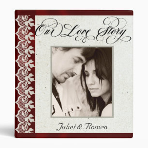 Our Love Story Photo Wedding Album - Burgundy 3 Ring Binder