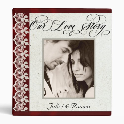 Our Love Story Photo Wedding Album - Burgundy 3 Ring Binder